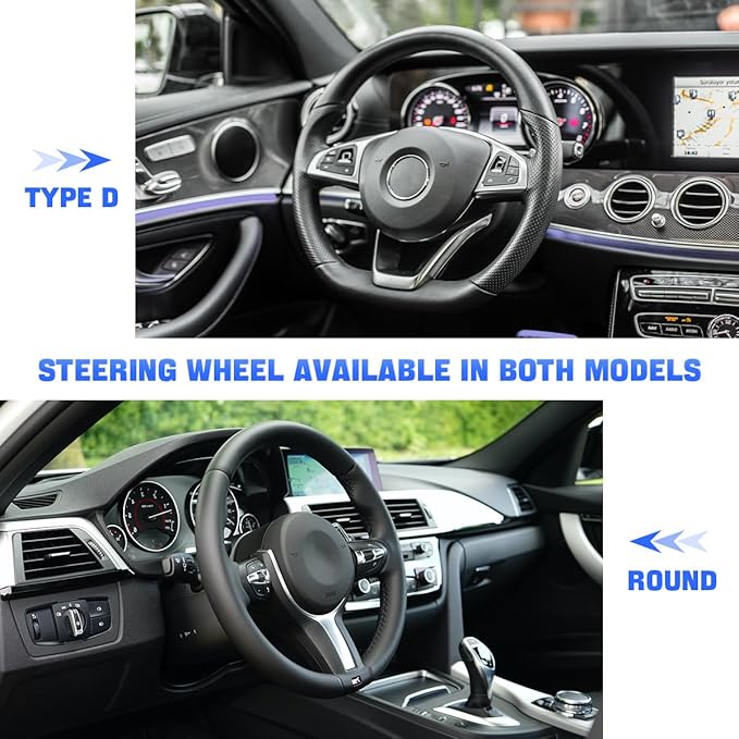 zipelo 14.5"-15" Car Steering Wheel Cover, Auto Interior Wheel Protector with Durable Soft Breathable Anti-Slip Linging Leather, Universal for Vehicles Trucks SUVs Accessories for Women (Style7-Blue)