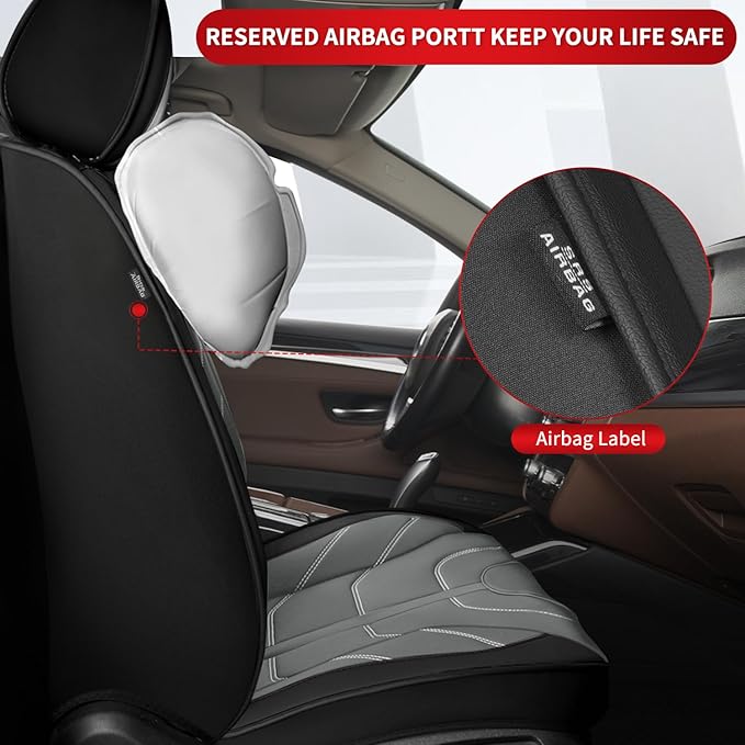 TTX LIGHTING Car Seat Covers fit for Ford Bronco Sport 2021-2026 Front Seat: Premium Leather Automotive Seat Cover with Airbag Compatible Waterproof (2 Seats, Black & Gray)