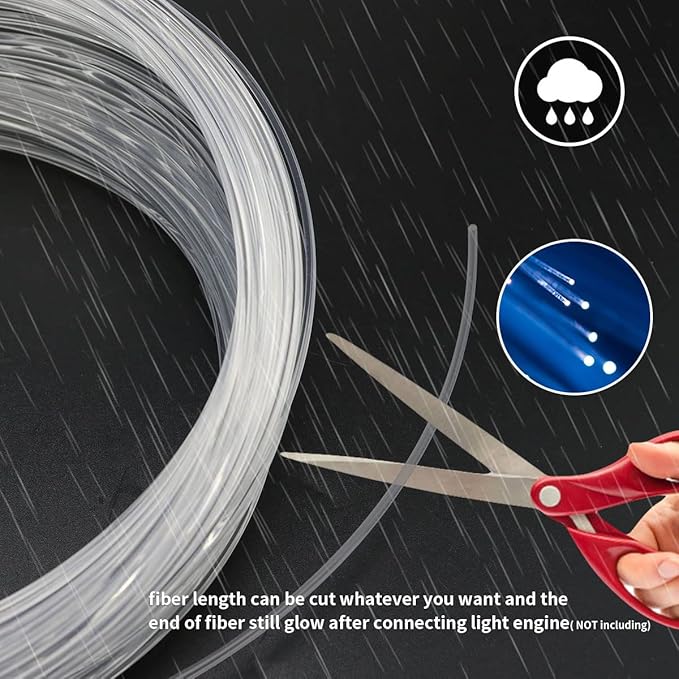AZIMOM PMMA Plastic End Glow Fiber Optic Cable 0.25mm(0.01inch) 100m(328ft)/Roll for Star Sky Ceiling All Kind Led Light Engine Driver Source