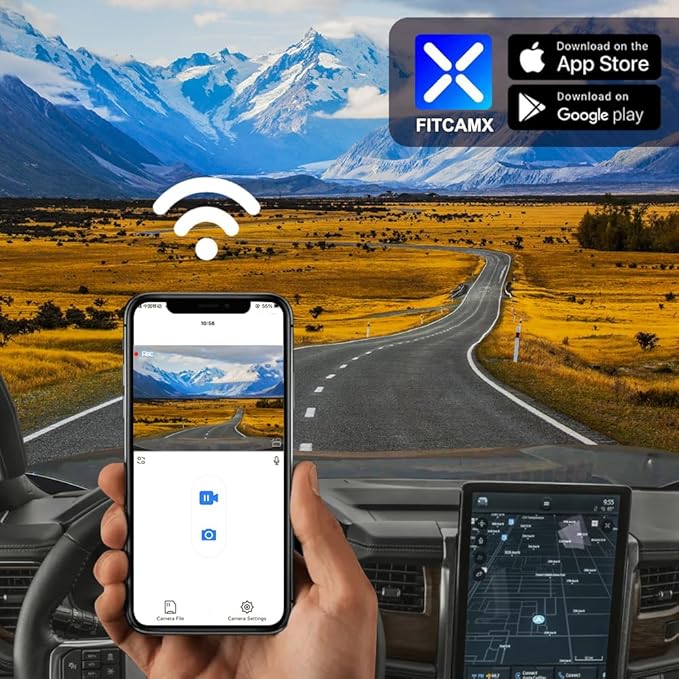 Fitcamx Front 2K+Rear 1080P Dash Cam Adapts for Ford Expedition 2018-2024 XL XLT Limited Platinum King Ranch MAX (HD2-6275), OEM Look, Dual Loop Recording, WiFi & APP, G-Sensor, Easy to Use, 64GB Card