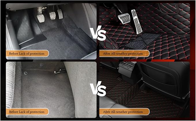 Yaruicar Custom Personalized Floor Mats for Cars Luxury Full Coverage All Car Floor Mats Anti-Slip Leather Car Mat Set Trucks & SUVs Trucks Automotive Floor Mats Liners (Coffer)