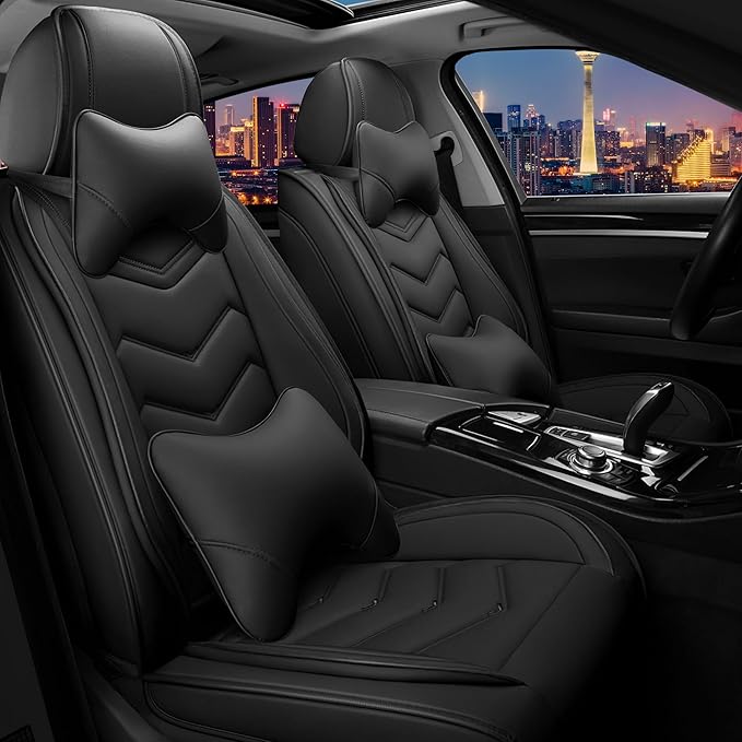 CTDS Car Seat Covers for Mazda CX-5 CX-3 CX-7 CX-9 CX-50 CX-30 CX-70 CX-90 2007-2026, Stylish Sport Seat Cover, Premium Nappa Leather Car Seat Cover.(Luxury 2 Seats/Pure Black)