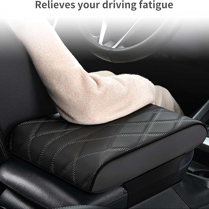 Car Armrest Cushion for Lincoln Nautilus 2018 2019 2020 2021 2022 2023 2024 2025, Car Center Console Cover Armrest Pad Soft Leather Car Interior Accessories,Grey