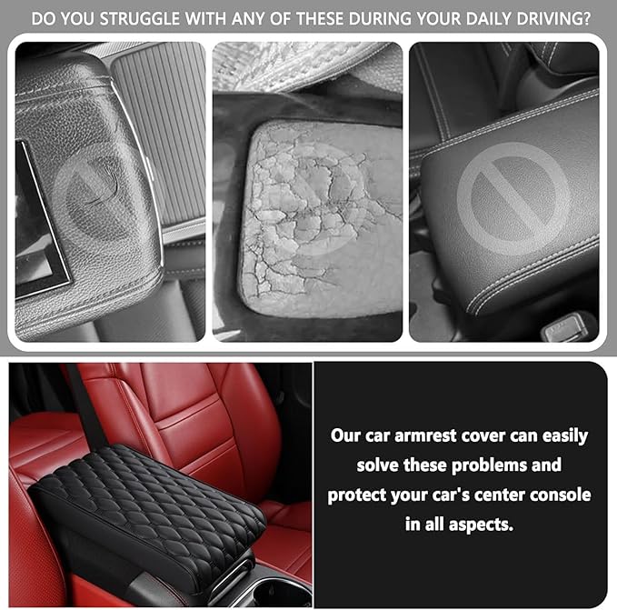 Auto Armrest Cushion Pads for Cadillac Escalade(2014-2020) Accessories Car Centre Console Armrest Pad Durable Material and Easy to Clean-is Waterproof and Anti-Scratch