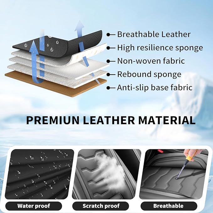 Fit CRV Car Seat Covers Premium Leather for Honda CRV cr-v 2011-2025 2026. Waterproof， Breathable, Scratch-Resistant & All-Weather Seat Cushion Protector (Front Seat,Black)