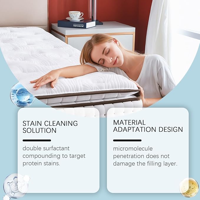 Powerful Mattress Dry Cleaning Foam, Mattress Cleaner and Stain Remover, No-Scrub Fabric Spot Remover for Yellow Stain, Blood, Wine, Coffee & Cosmetics on Mattress, Couch, Clothes, Car Seat& Rugs (1)