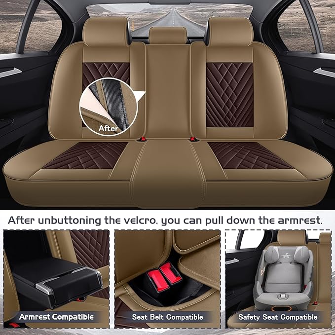 Truck Seat Covers for Toyota Tacoma 2006-2026, Waterproof Premium Leather Full Coverage Car Seat Cover, Muscle Sport Style Auto Interior Seat Cover Sets (Full Set/Brown Coffee)
