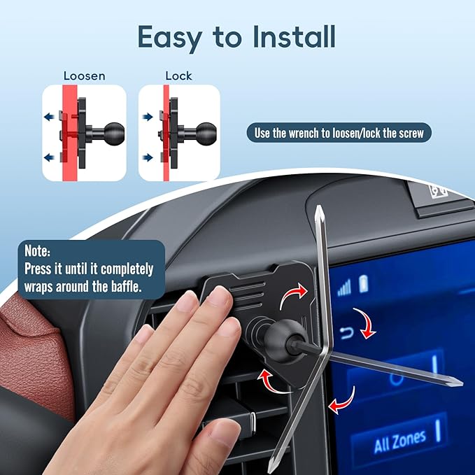 Car Vent Wireless Charger Magnetic Phone Mount Compatible with 2021-2026 Ford F-150, 2023-2026 Super Duty F250/F350/F450, Metal Phone Holder Cradles Bracket Stand for All Smartphones (No Socket Arm)