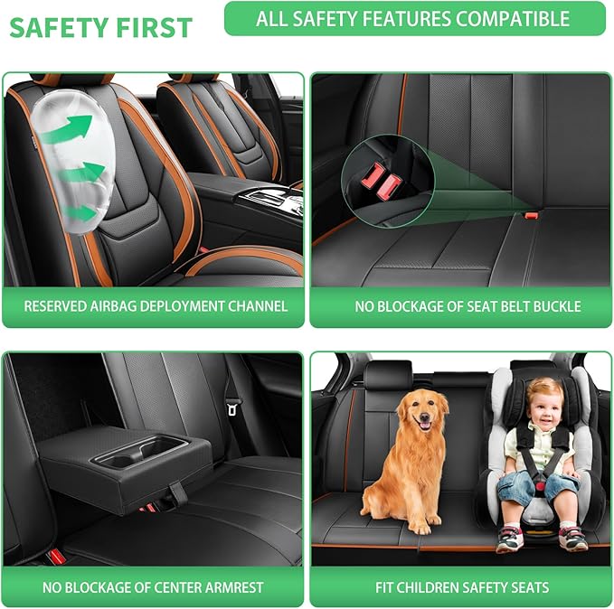 Fit Elantra Car Seat Covers for Hyundai Elantra 2017-2024 2025 2026 -Upgraded Premium Waterproof & Breathable Leather,Airbag Compatible,All-Weather Seat Cushion Protector,2 Front/Black-Brown