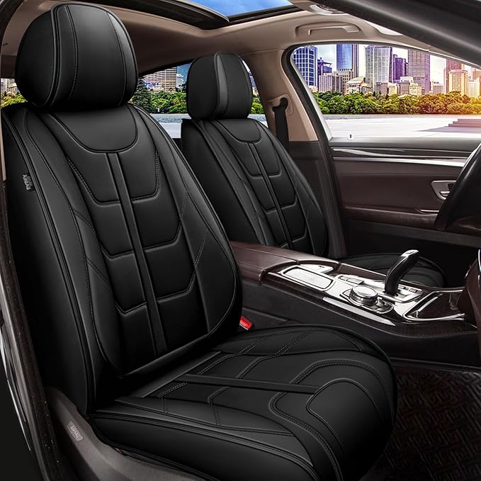 TTX LIGHTING Car Seat Covers fit for Chevrolet Traverse 2018-2026 Front Seat: Premium Leather Automotive Seat Cover with Airbag Compatible Waterproof (2 Seats, Black)