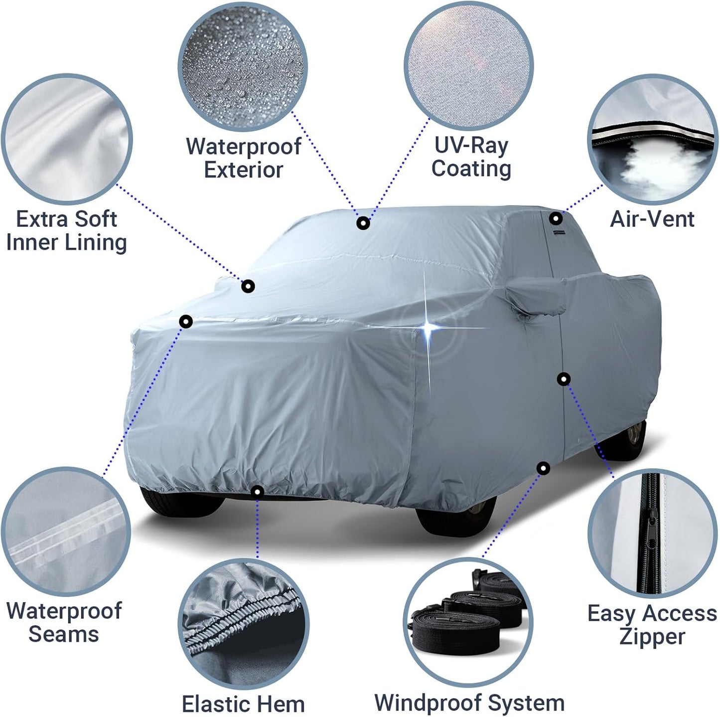 iCarCover Fits 1992-1996 F-150 Extended Cab, 6.5 ft Regular Bed Ford Truck Cover Automobiles Form-Fit Padded Full Exterior Waterproof Automobiles Protection Covers