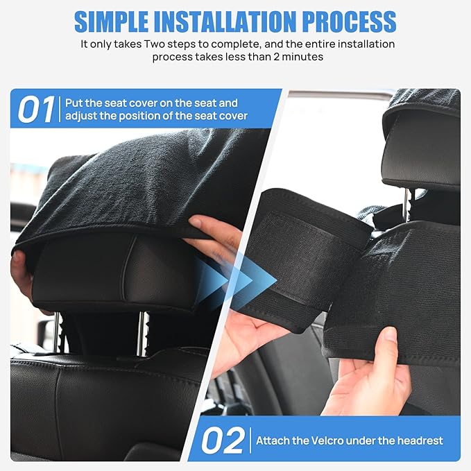 Nilight Car Seat Cover Black Terry Fabric Water and Sweat Absorbent Ideal for Running Gym Workouts Beach Swimming and Hiking Suitable for Cars Truck SUV