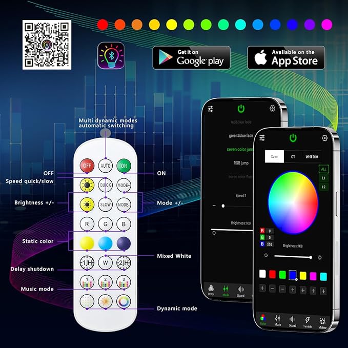 AZIMOM 6LED Colorful Fiber Optic Starlight Headliner Kits 180pcs*0.03in*6.5ft Fiber Strands APP& Remote Control Mix Color Chase Timing Fiber Optic Star Light for Car Home Sky Star Decoration