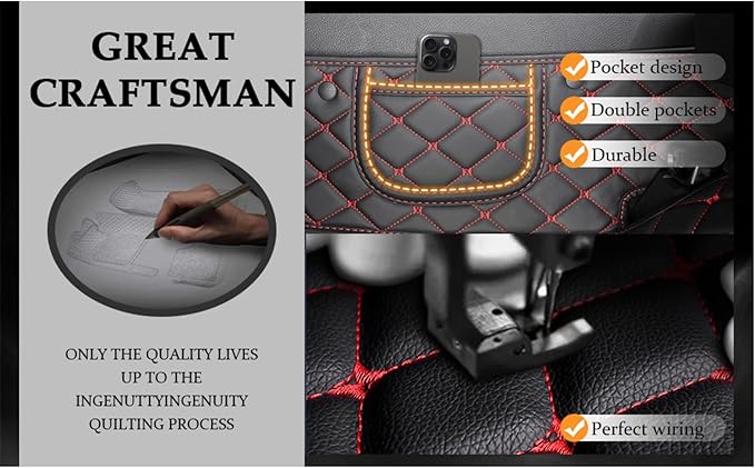 Yaruicar Custom Personalized Floor Mats for Cars Luxury Full Coverage All Car Floor Mats Anti-Slip Leather Car Mat Set Trucks & SUVs Trucks Automotive Floor Mats Liners (All Red)