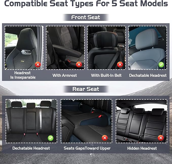 Truck Seat Covers for Ram 2500 2009-2026, Waterproof Premium Leather Full Coverage Car Seat Cover, Muscle Sport Style Auto Interior Seat Cover Sets (Full Set/Gray Black)