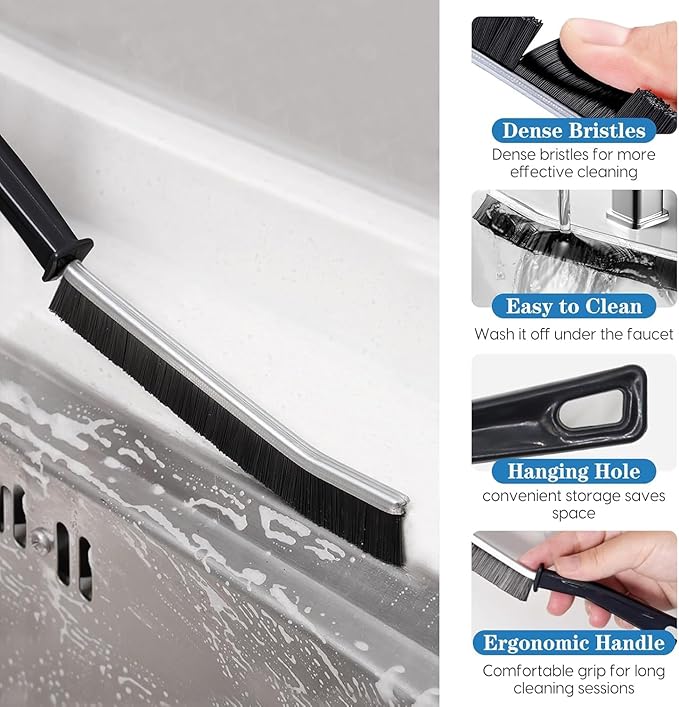 Window Groove Cleaning Brush, Window or Sliding Door Track Cleaner for Sliding Door, Sill, Tile Lines, Shutter, Car Vents, Keyboard (14Piece)