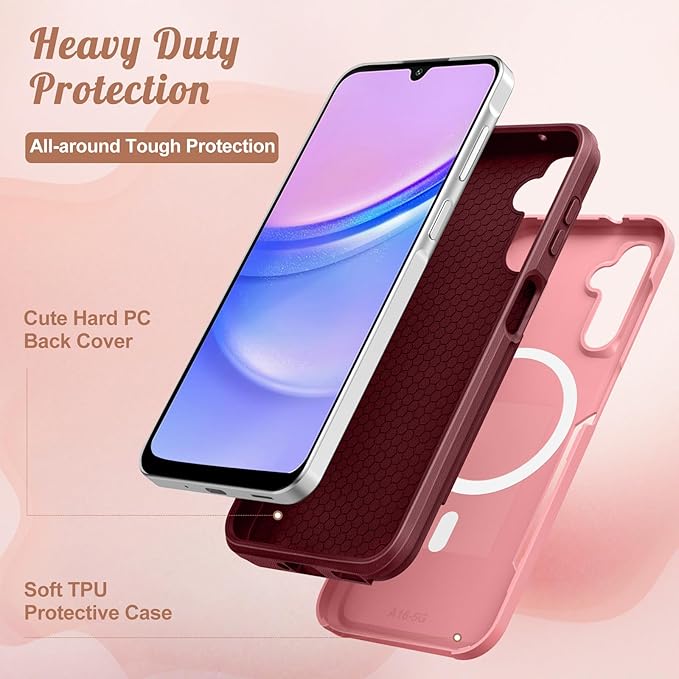 for Samsung Galaxy A16 5G Phone Case - Compatible with MagSafe Women Girls Cute Magnetic Protective Cover Girly Kawaii Flower Blossom Heavy Duty Shockproof Design for Samsung A16 5G Case