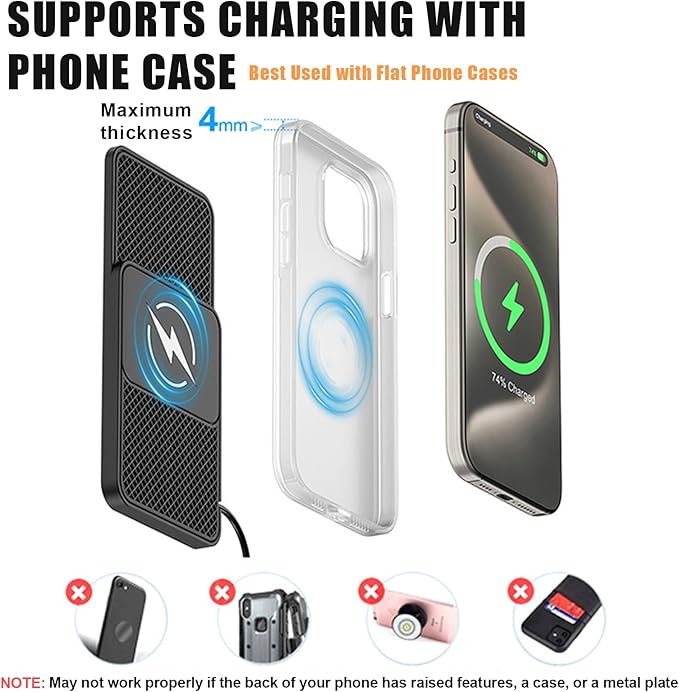 Wireless Car Phone Charger for Buick Encore Envision Enclave, Type C/USB 20W Fast Charging Pad, Non-Slip Charging Station for Travel Home Office Desk, Lightweight, USB