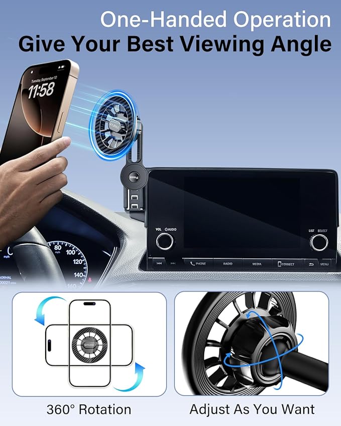SKYLOTEC Magnets Phone Mount for Hyundai Elantra 2021-2024 2025 Accessories 10.25-Inch/8-Inch Screen Fixed Clip, Cell Phone Base Automobile Cradles Magnetic Phone Holder Compatible with