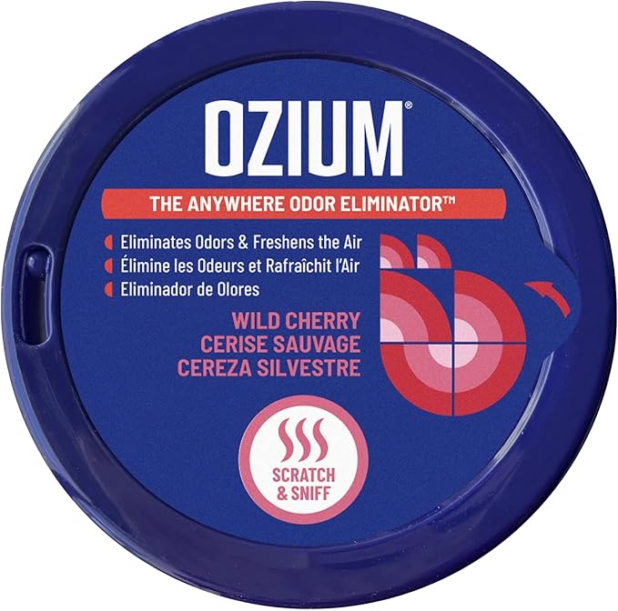 Ozium Odor Eliminating Gel Air Freshener 4.5 oz Wild Cherry for Home Car Office (2-pack)