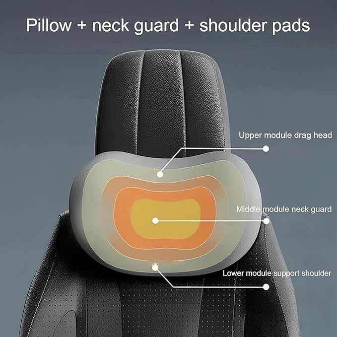 Headrest Lumbar Pillows Car Seat for Toyota Land Cruiser 2000-2025, Ergonomic Neck Back Support Cushion, Comfortable Breathable Washable Cover, Memory Foam, Gray
