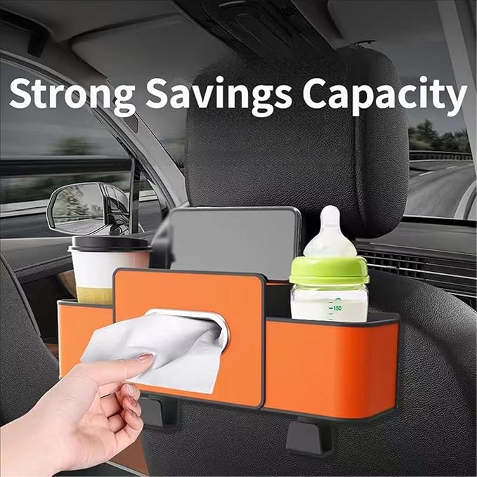 Car Organizers and Storage Box Behind Seat, Car Organizers and Storage Back Seat, With Multiple Pockets, Hanging Car Seat Storage Travel Essentials, Snacks, Bottles (White * 2)
