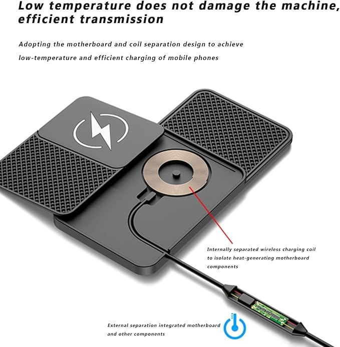 Wireless Car Charger Pad for Dodge Magnum Neon Charger Durango, Phone Charging Mat 20W Type C/USB Cordless Non-Slip Charging Station Adapter Center Console,B 30cm Cable USB Plug-Normal