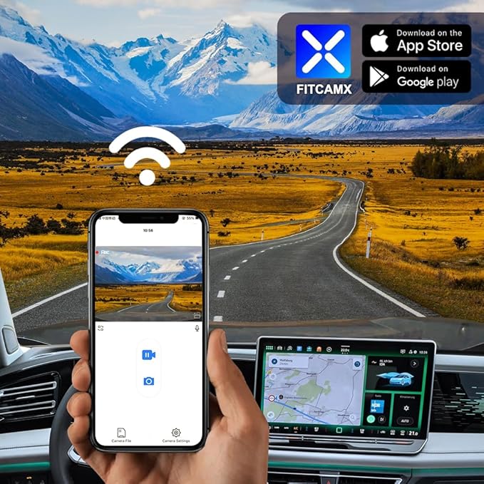 Fitcamx Front 2K+Rear 1080P Dash Cam Adapts for Volkswagen Tiguan 2024-2026 MK3 (Grey), OEM Style, Dual HD Video, WiFi & APP, Loop Recording, Parking Mode, Easy to Operate, 64GB Card
