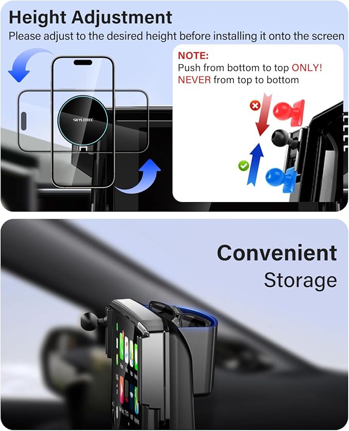 SKYLOTEC Phone Holder for 2021-2025 Ford Mustang Mach E Accessories 15.5-Inch Screen Fixed Clip, Car Magnetic Phone Mount Compatible with MagSafe, Magnets 15W Fast Wireless Charger Cell Phone Base