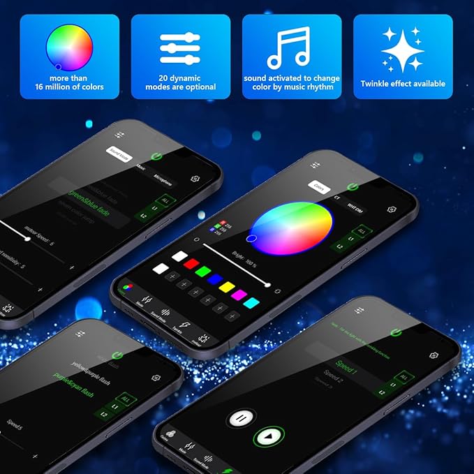 AMKI High Brightness 32W Twinkle 800pcs 0.03in 13.1ft Fiber Optic Starlight Headliner Kit for Car Home Roof Ceiling Decoration Fiber Strands RGBW Starlight Box Sound Activated APP Remote Control