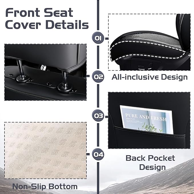 Truck Seat Covers for Ford F350 2011-2026, Waterproof Premium Leather Full Coverage Car Seat Cover, Muscle Sport Style Auto Interior Seat Cover Sets (Full Set/Black Gray)