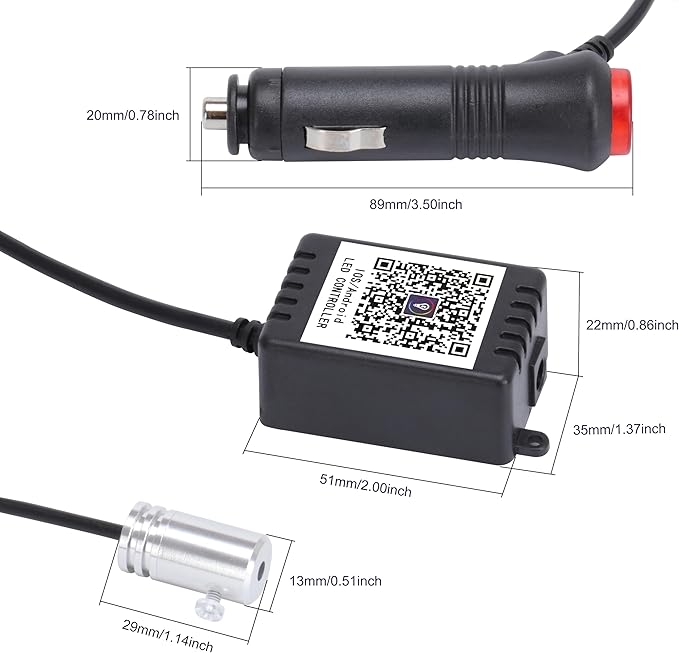 Car Ambient Lighting Kit 64 Colors Multicoloured Music Optic Fiber RF Remote + APP Control Car DIY Decorative Atmosphere Lighting DC 12V 1W 5m