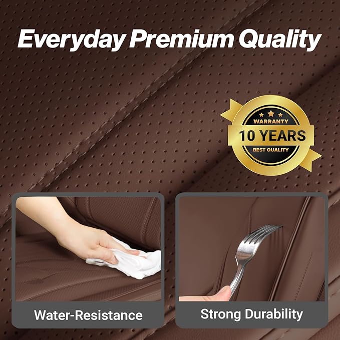 Coverland Custom Fit Car Seat Covers for SUV Compatible with [Raider, Outlander, Pathfinder, Captur, RAV4] Premium Waterproof Non-Slip Interior Seat Protector [Front Dark Brown - Size Chart A26]