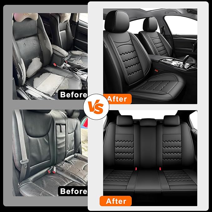 CX-3 Car Seat Covers Custom Fit for Mazda CX-3 2016-2021, Full Coverage Premium Leather Waterproof Breathable Seat Covers, Automotive Seat Protectors, Airbag Compatible(2 Front Seats, Black)