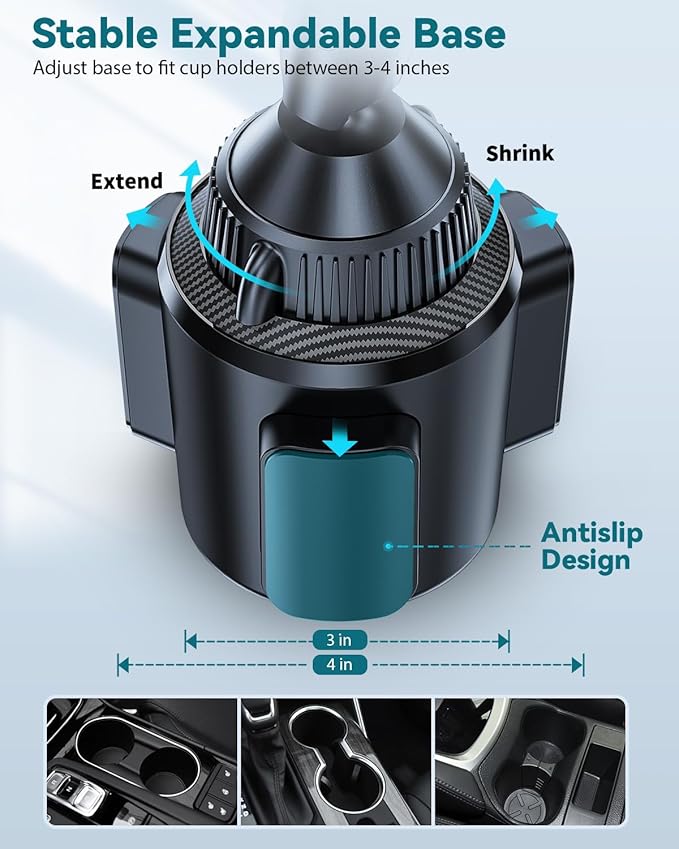 EXELIQ for Qi2 15W Magsafe Car Mount Charger, Car Cup Holder Wireless Car Phone Charger Heat Dissipation Fan, Fast Charging Magnetic Phone Holder for iPhone 17 16 15 14 13 12 [PD 30W Adapter]