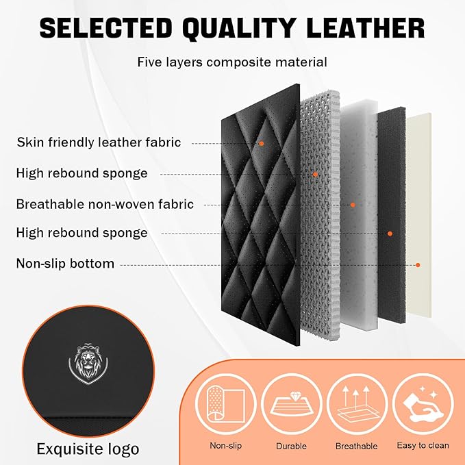 Car Seat Covers Compatible with Toyota Camry 2012-2026 Durable Waterproof Automotive Seat Covers Stretchable Fabric Material, Airbag Compatibility, Premium Nappa Leather(Black, Full Set with Pillow)