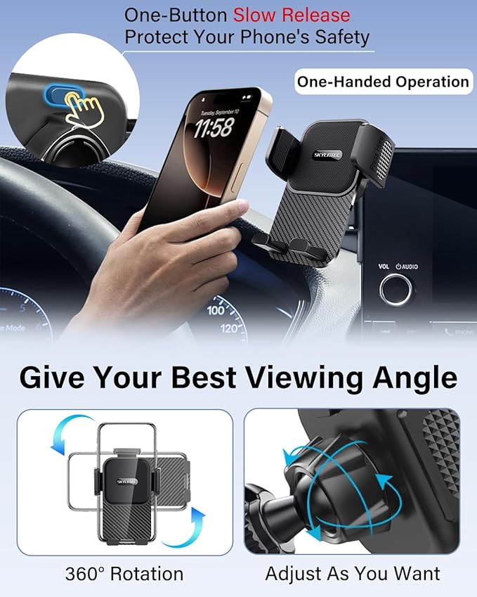 SKYLOTEC Car Phone Holder for Jeep Renegade 2015 2016 2017 2018 2019 2020 2021 2022 2023 Accessories Automobile Cradles Phone Mount, Cell Phone Base Not Block Air Vent