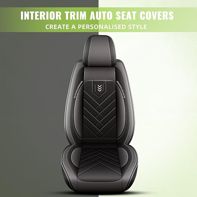 AOMSAZTO Car Seat Covers Fit for Kia Soul 2010-2025 2026 Premium Front Seat Covers Waterproof Leather Automotive Seat Covers Compatible with Airbag (2 Seats,Grey)