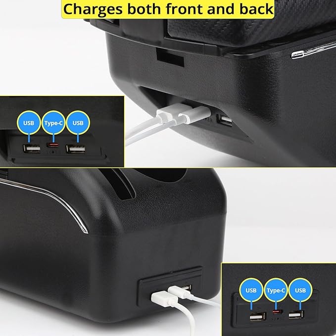 AULPHIKE Compatible with Nissan NV200 Armrest Car Center Console Organizer Armrests Double Door Storage with USB Ports（Carbon Fiber Style）