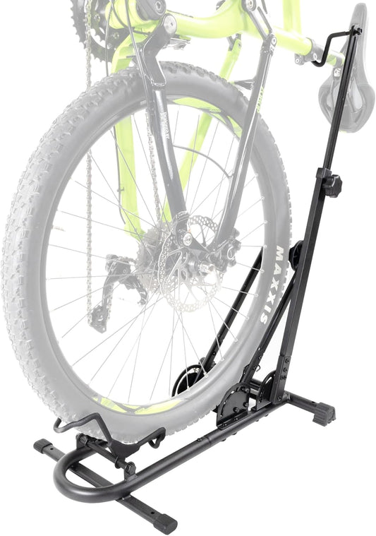 BIKE HAND Upright Bike Stand - Premium Quality Vertical & Horizontal Adjustable Bicycle Floor Parking Rack - for Storing MTB Road Bikes - up to 29” Wheel Size - Seatpost Stabilizer Ver. 1-1 Bike