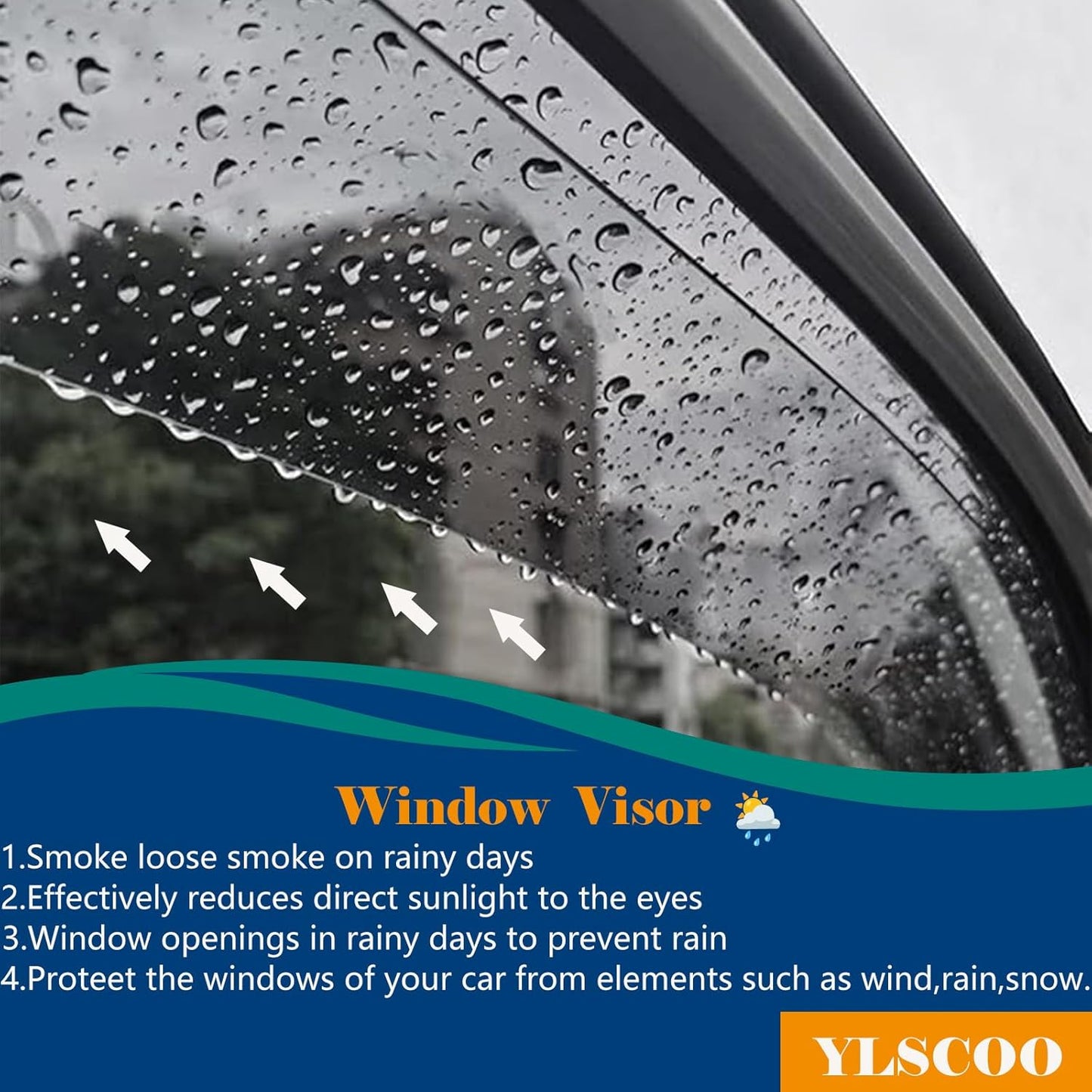 Window Visors Rain Guards fits 2012-2015 Civic Sedan, Out-Channel Window Wind Deflectors Vent Shades Accessories, Dark Smoke 4 Pcs, 2013 2014