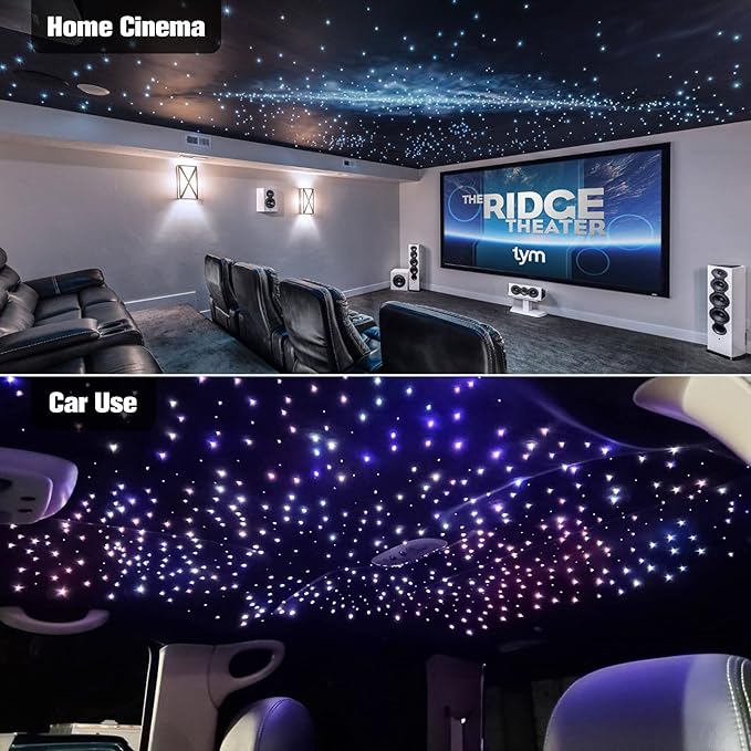 CHINLY 650pcs Starlight Headliner Kit,Star Light Headliner Kit,Twinkle Star Lights for Car,RGBW+APP+Remote Fiber Optic Lights Star Headliner Kit,Car Star Lights for Ceiling Car,Theater 13.1ft 0.03in