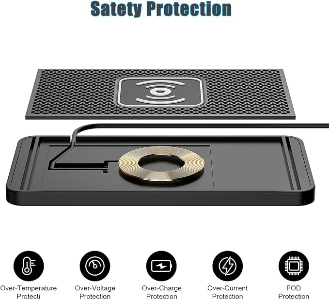 Wireless Charging Pad for Car for Honda Accord 2008-2012-pr, 15W Fast Wireless Charger Mat Non-Slip Silicone Car Center Console Phone Charging Pad,B/15W-USB