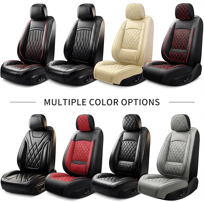 Fit Elantra Car Seat Covers for Hyundai Elantra 2017-2025 2026 - Premium Leather, Waterproof, All-Weather, Airbag Compatible, Anti-Slip, Breathable, Seat Protectors, Full Set, Black