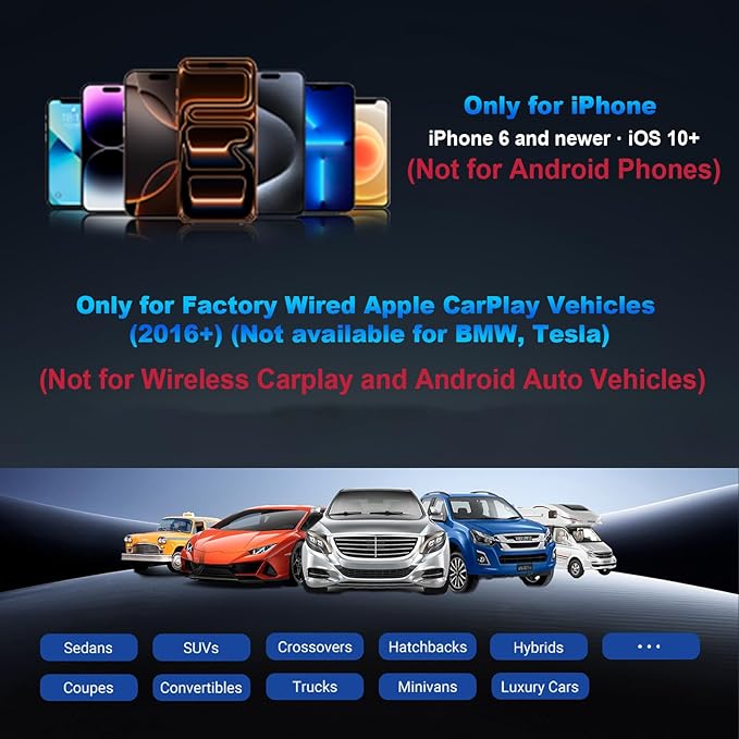Cabin Care 1080P Baby Car Camera with Wireless CarPlay Adapter for iPhone Only, Real-Time Rear Seat Monitor, 150° Wide-Angle, IR Night Vision, Works with Factory Wired CarPlay (Dog)