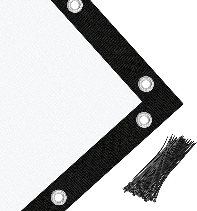 Amagenix 90% Pergola Shade Cover 7' X 8' Sun Shade Cloth with Grommets for Outdoor Garden Patio Porch, Commercial Grade 200 GSM - Cable Zip Ties Included (We Customized) GN108, White