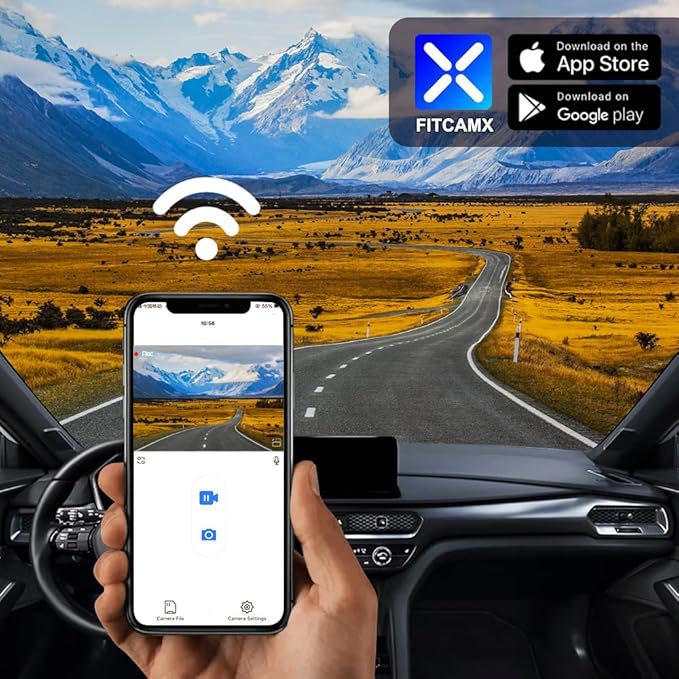 Fitcamx Front 4K+Rear 1080P Dash Cam Adapts for Acura Integra Type S 2023-2026 (Black Cover), OEM Factory Look, Dual HD Video, Built-in WiFi & APP, Loop Recording, G-Sensor, Easy to Set, 64GB Card