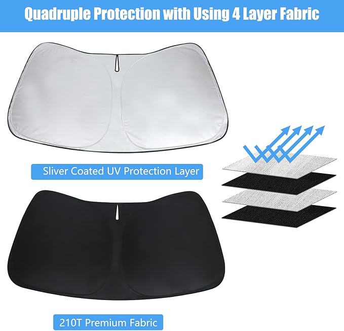 Car Windshield Sun Shade Custom Fit 2010-2026 Dodge RAM 1500 2500 3500 Truck Accessories Sunshade Foldable Sun Visor Protector Front Window Cover Fits 2Dr RegularCab, 4Dr QuadCab, CrewCab, MegaCab