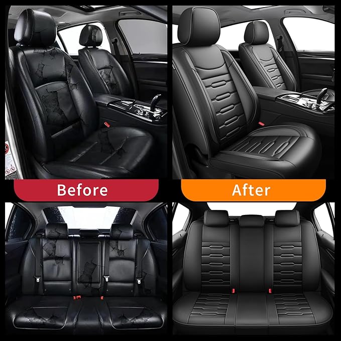 Fit Crosstrek Car Seat Covers for Subaru Crosstrek 2016-2025 2026 - Upgraded Premium Waterproof & Breathable Leather, Airbag Compatible, All-Weather Seat Cushion Protector (Full Set, Black)