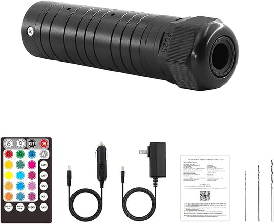 ATOKEE 6W Fiber Optic Light Engine for Starlight Headliner, Bluetooth App/RF Remote Control with Music Mode, Car Plug & Power Adapter, PG Connector & 3 Drill Bits
